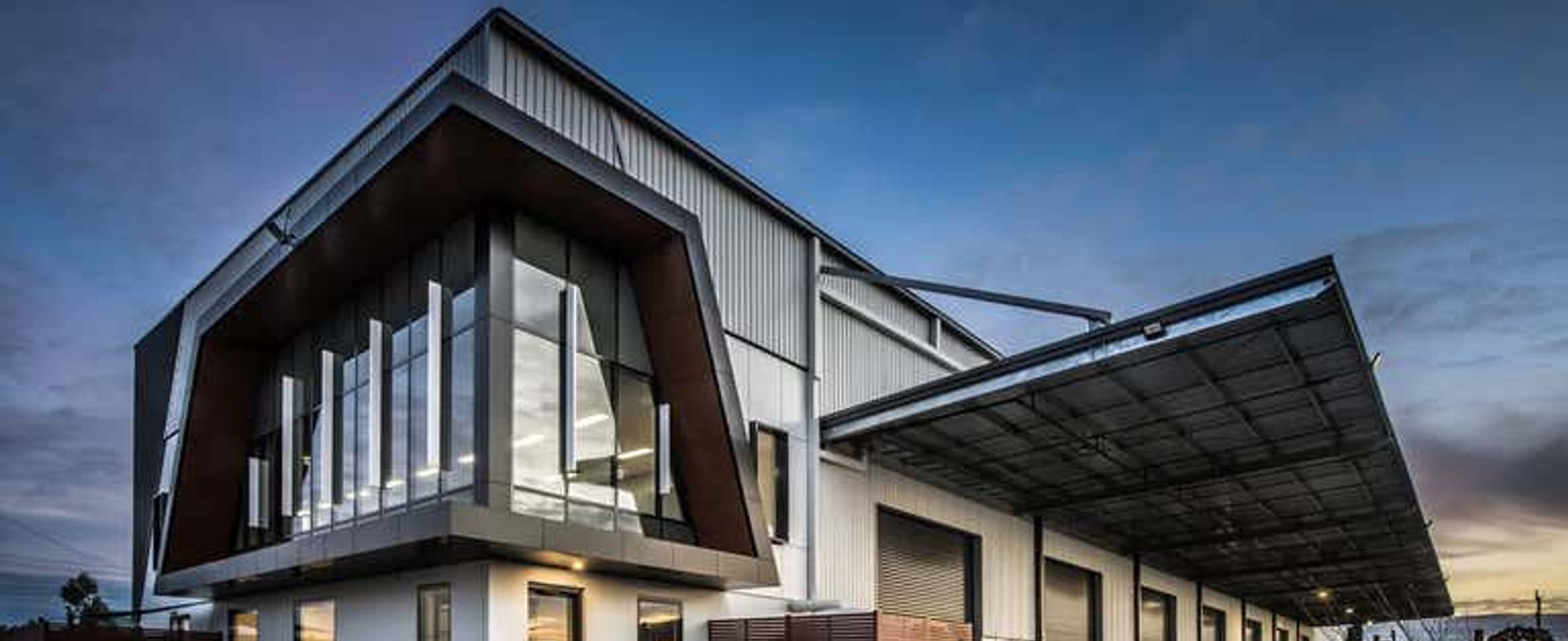 Industrial warehouse with a covered loading area