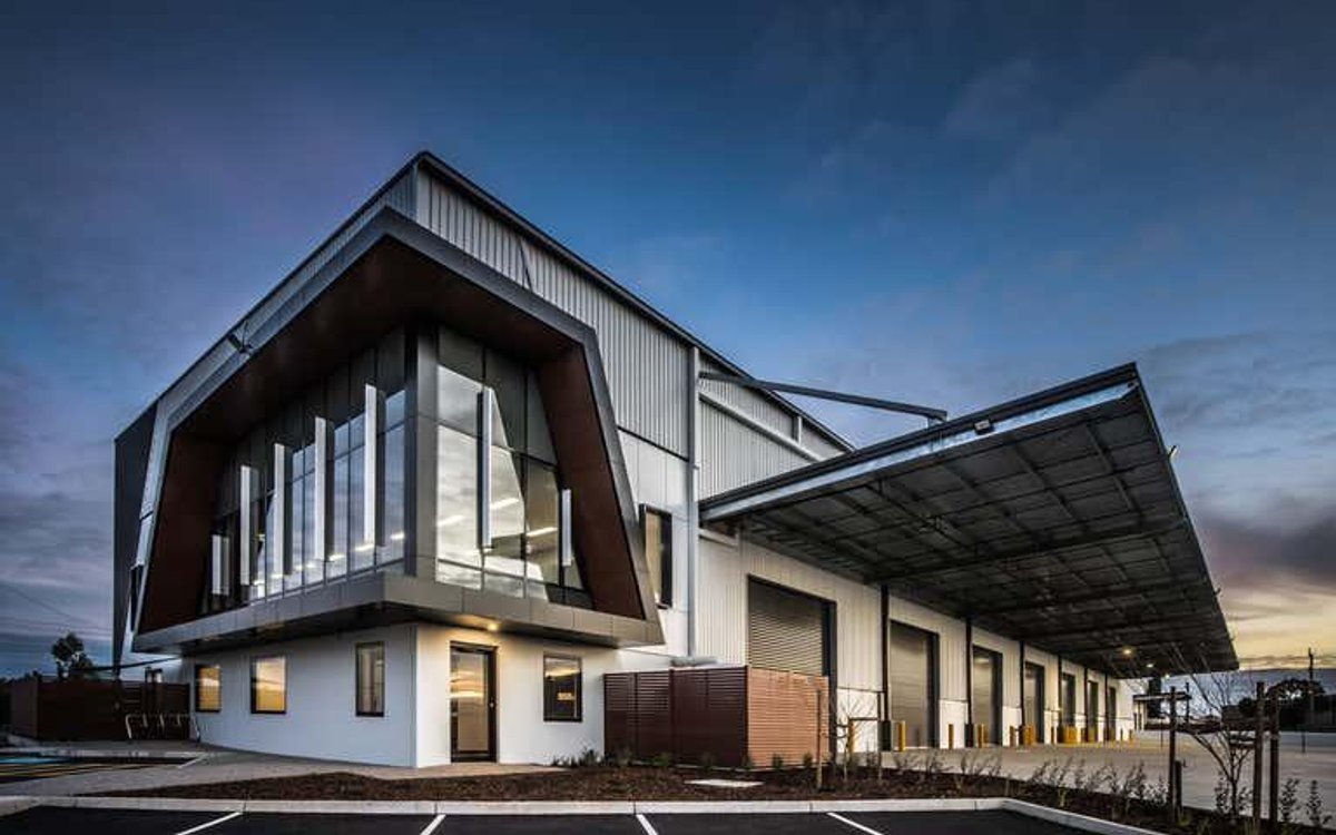 Industrial warehouse with a covered loading area